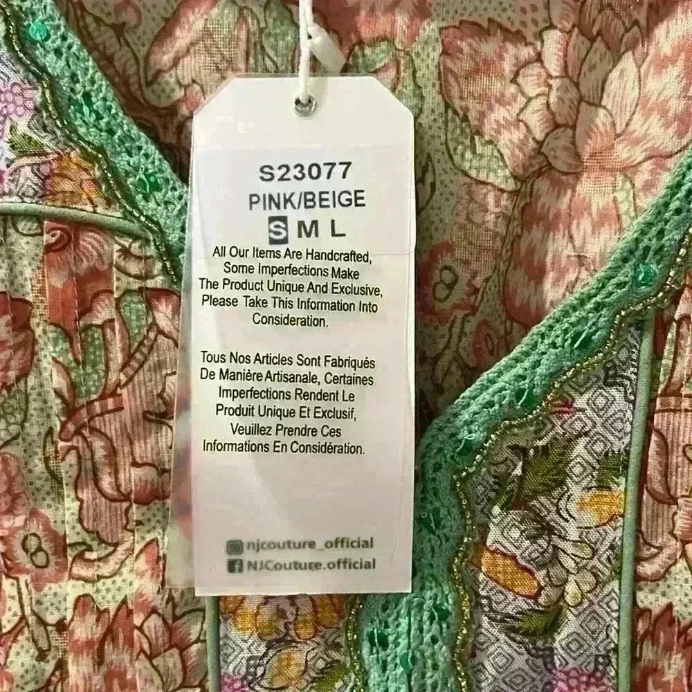 Barok Paris Floral Midi Dress Lace‎ Metallic Ruffle Size Small NWT Boho - Picture 7 of 10
